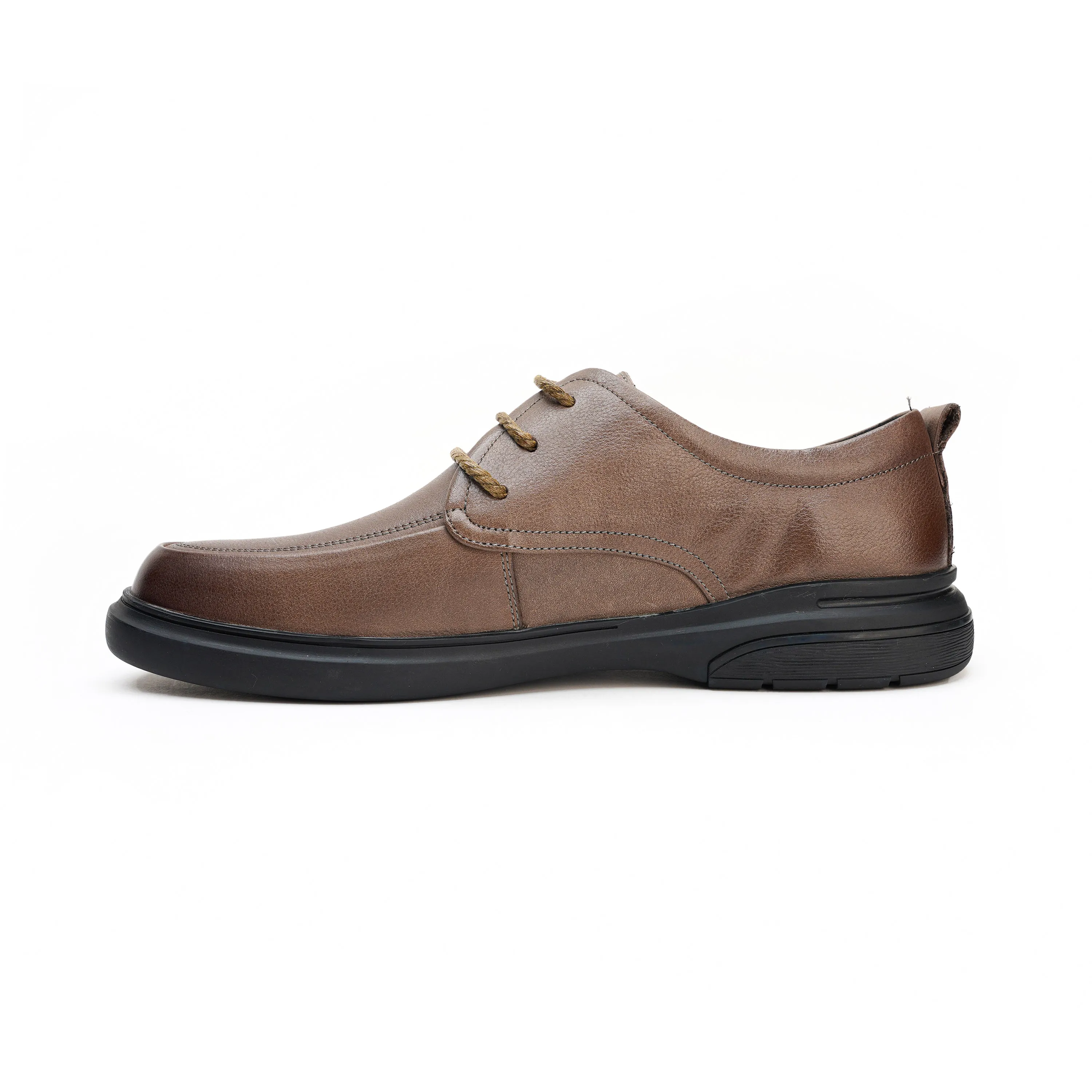 24090-Grey Formal Genuine Cow Leather Oxford Formal Lace Up Round Burnished Toe Leather Derby Shoes Anti-Slip Block Heel Slip Resistant shoes for men