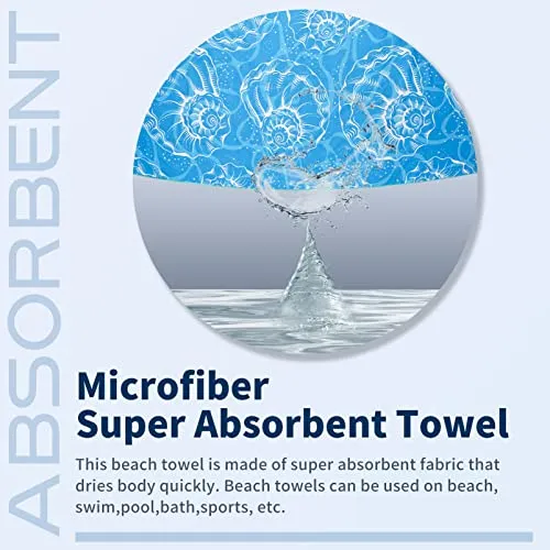 6 Pack Lightweight Thin Beach Towel Oversized 71"x32" Big Extra Large Microfiber Sand Free Towels for Adult Quick Dry Travel Camping Beach Accessories Gift Sea Turtle Tie Dye Mandala Elephant Skull