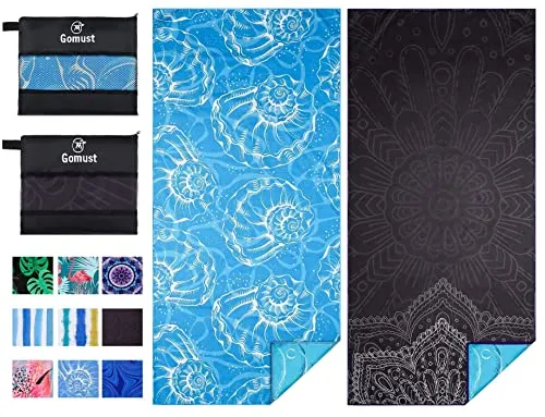 6 Pack Lightweight Thin Beach Towel Oversized 71"x32" Big Extra Large Microfiber Sand Free Towels for Adult Quick Dry Travel Camping Beach Accessories Gift Sea Turtle Tie Dye Mandala Elephant Skull