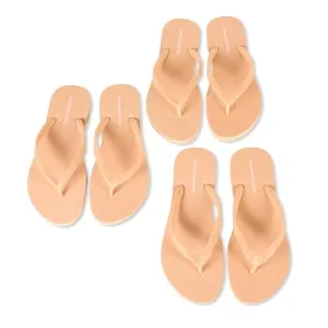 Amazon Essentials Women's Flip Flops, Pack of 3, Beige, 5