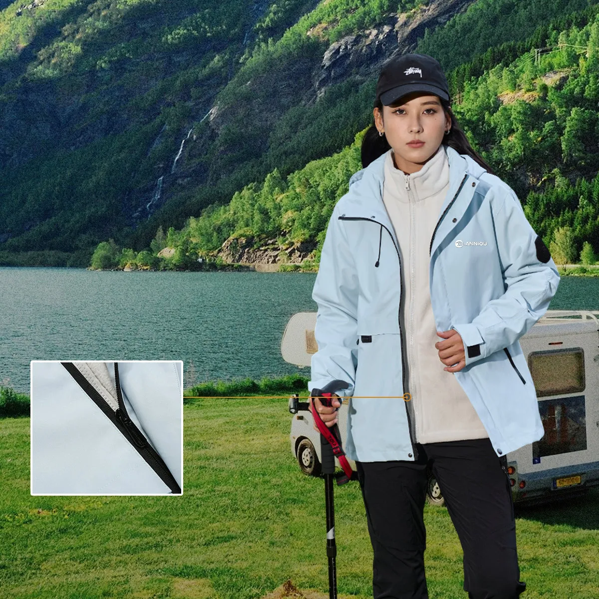 Anniou 3-in-1 Outdoor Detachable Fleece Jacket