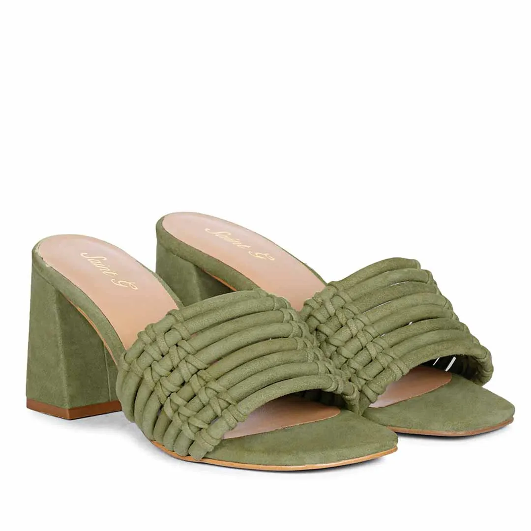 Bethany Strappy Safari Suede Leather Block Heels