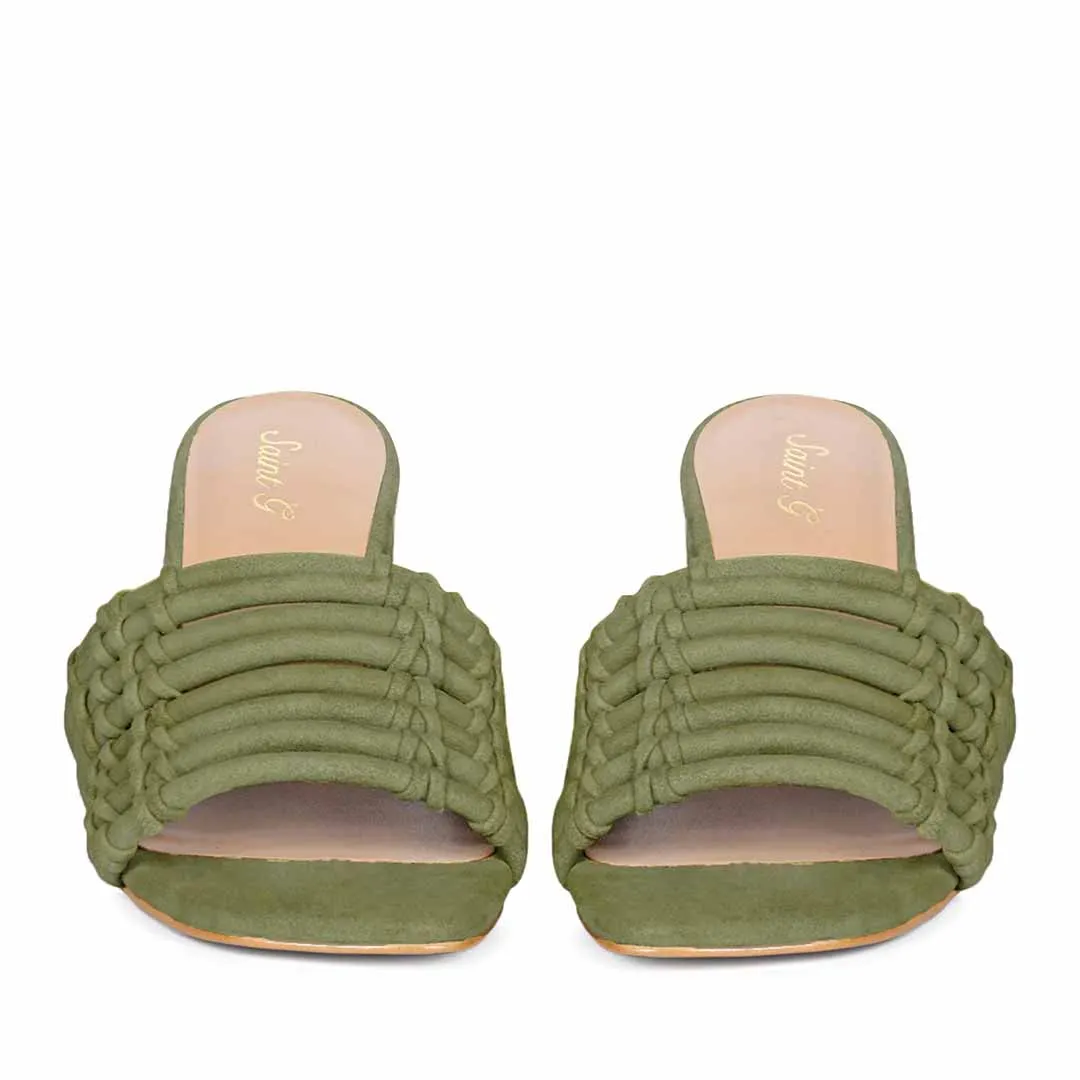 Bethany Strappy Safari Suede Leather Block Heels
