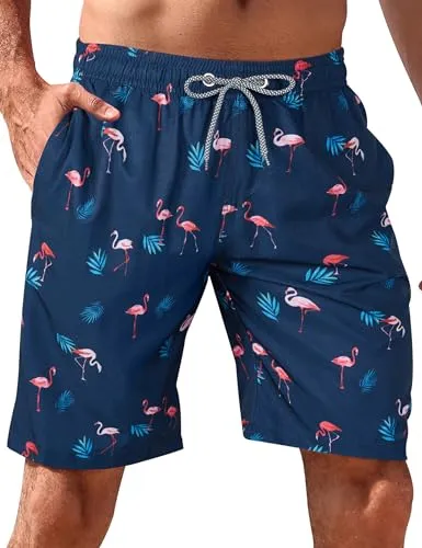 BOJIN Mens Swim Trunks Quick Dry Swim Shorts Mesh Lining Bathing Suit Swimwear Beachwear BJ309 Blue Green M