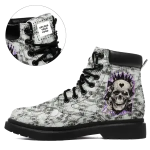 Corporate Gifts,Personalized Skull Winter Boots, Custom Skeleton Fashion Boots, Gothic Unisex Boots