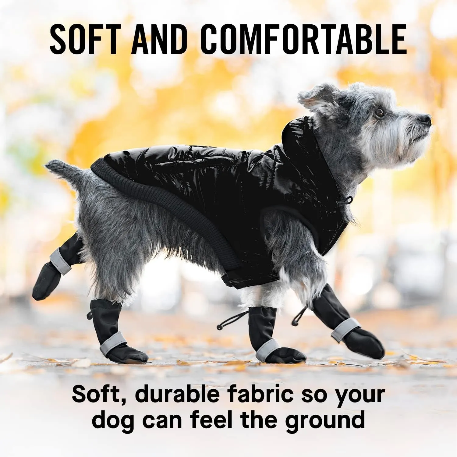 Dog Winter Boots - Paw Protection, Anti-Slip Dog Shoes with Reflective Strap, Easy on for Small Medium Large Dog Booties - Black, Size 5