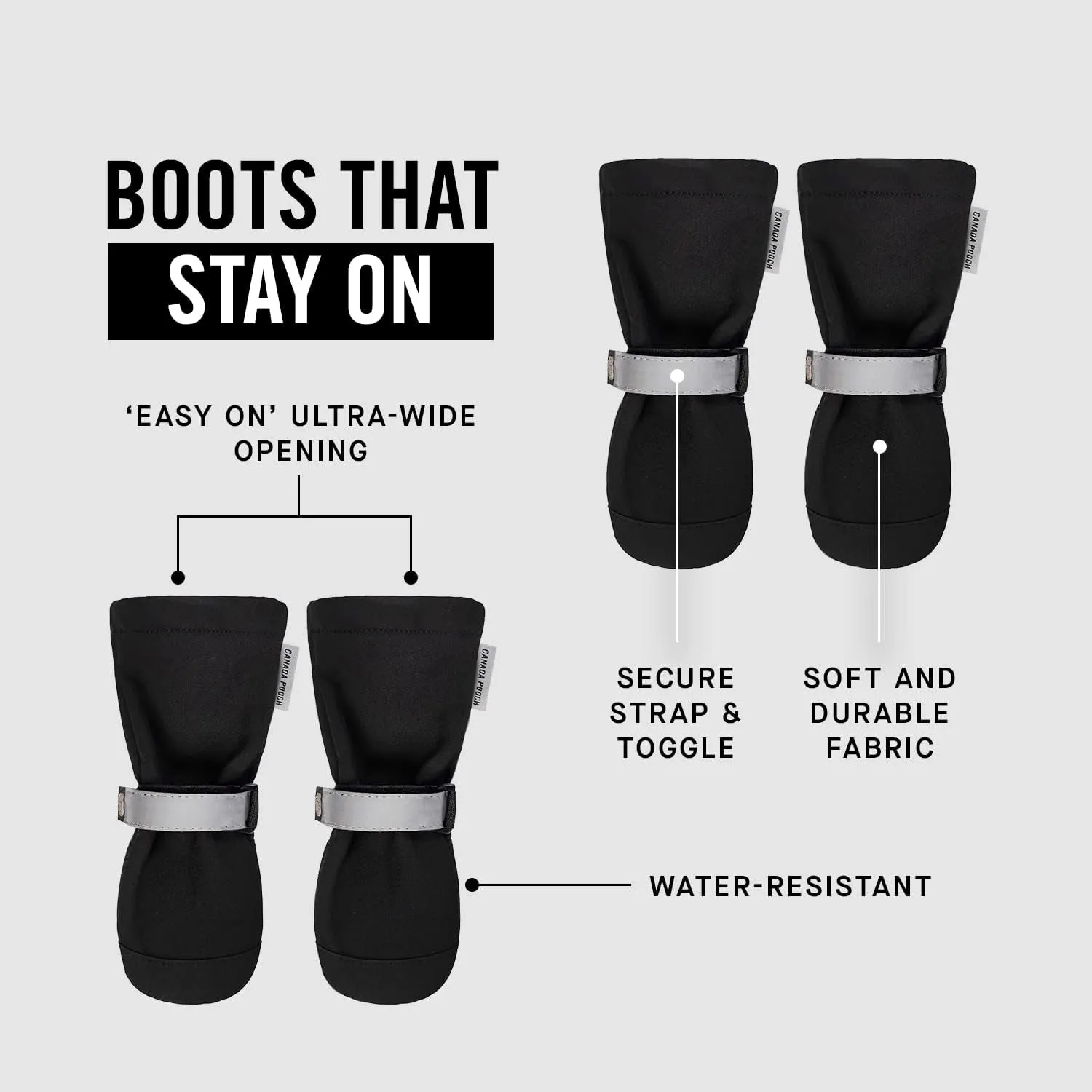 Dog Winter Boots - Paw Protection, Anti-Slip Dog Shoes with Reflective Strap, Easy on for Small Medium Large Dog Booties - Black, Size 5
