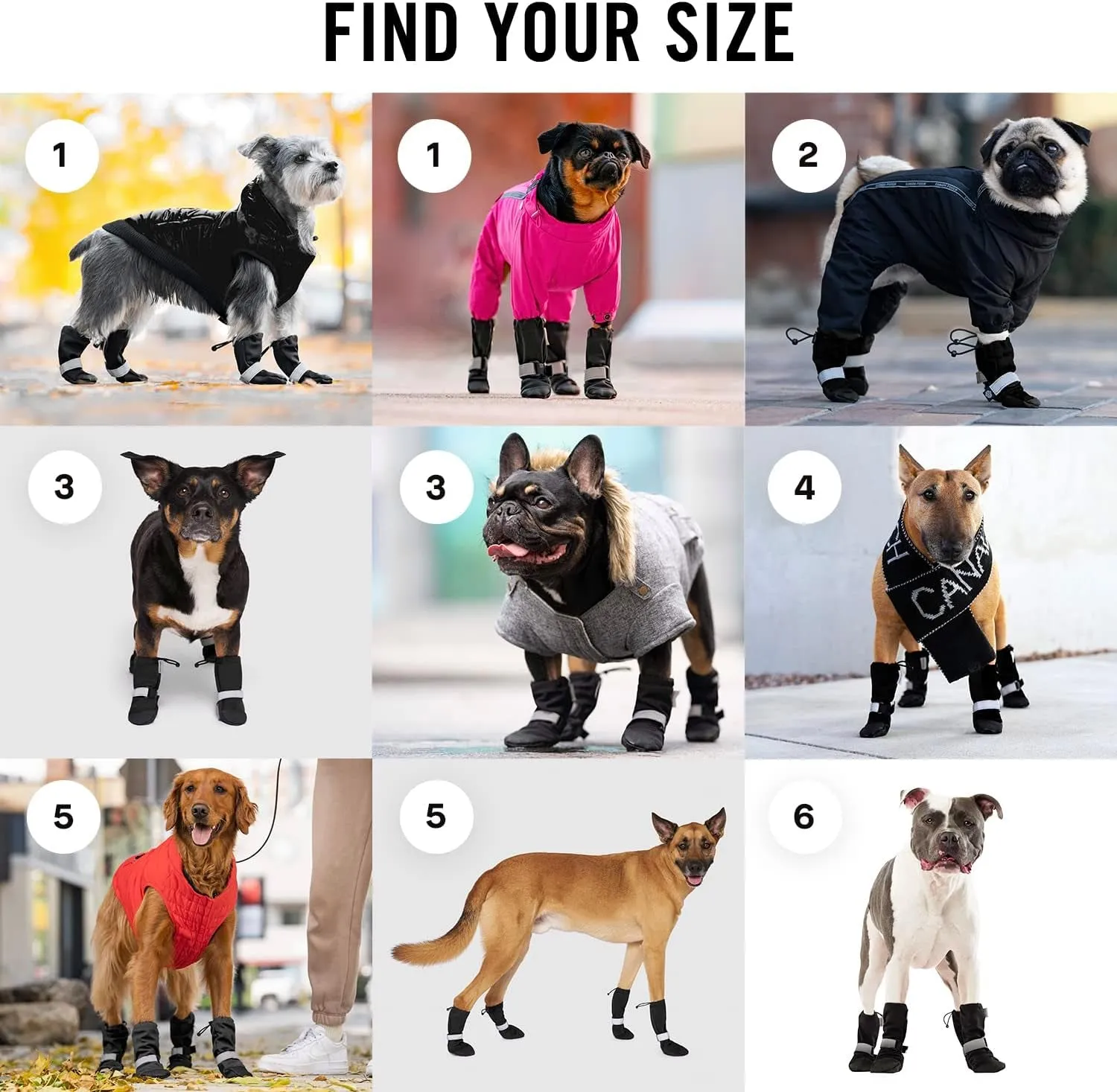 Dog Winter Boots - Paw Protection, Anti-Slip Dog Shoes with Reflective Strap, Easy on for Small Medium Large Dog Booties - Black, Size 5