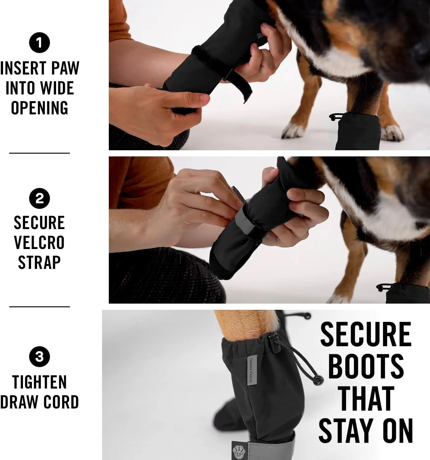 Dog Winter Boots - Paw Protection, Anti-Slip Dog Shoes with Reflective Strap, Easy on for Small Medium Large Dog Booties - Black, Size 5