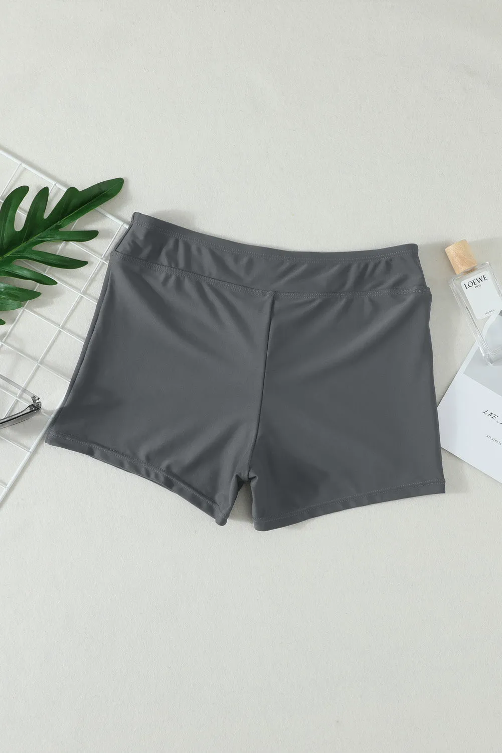 Eyelets Waistband Swim Boyshorts