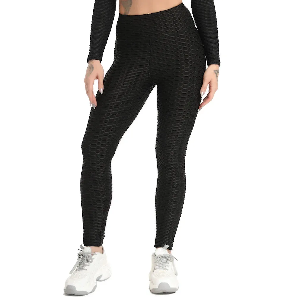 Fitness Leggings Women Pockets Textured Push Up Sexy Booty