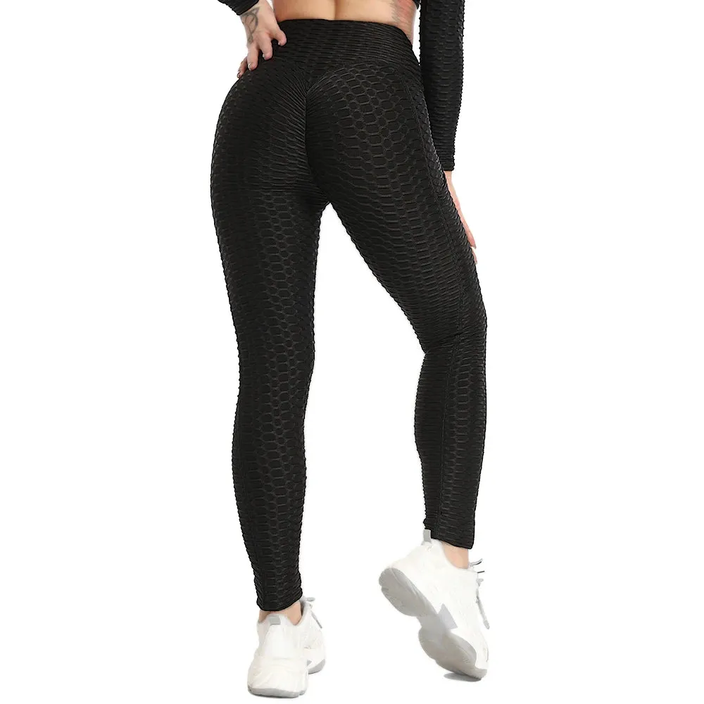 Fitness Leggings Women Pockets Textured Push Up Sexy Booty