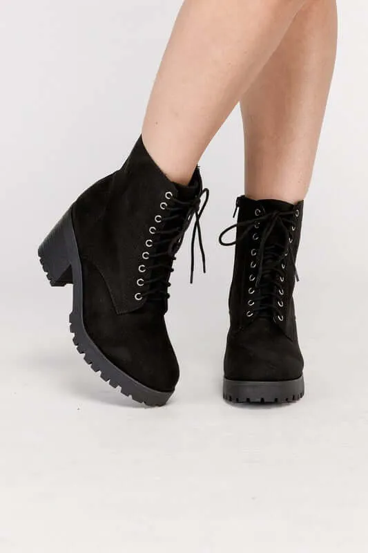 FUZZY Lace-up Combat Boots