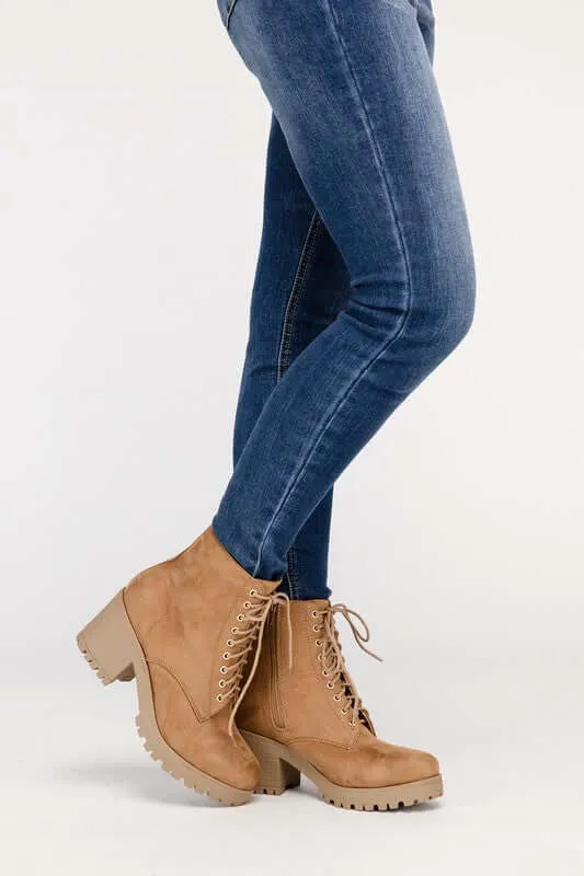 FUZZY Lace-up Combat Boots