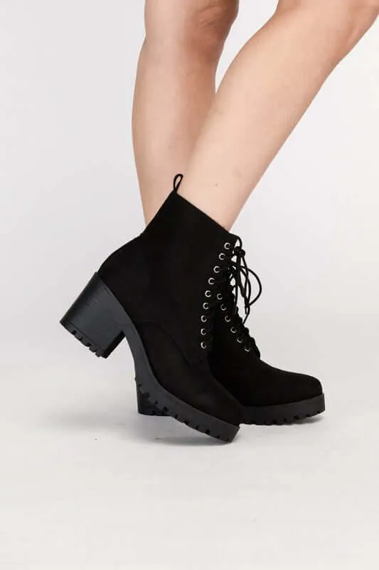 FUZZY Lace-up Combat Boots