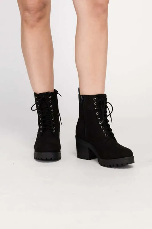 FUZZY Lace-up Combat Boots