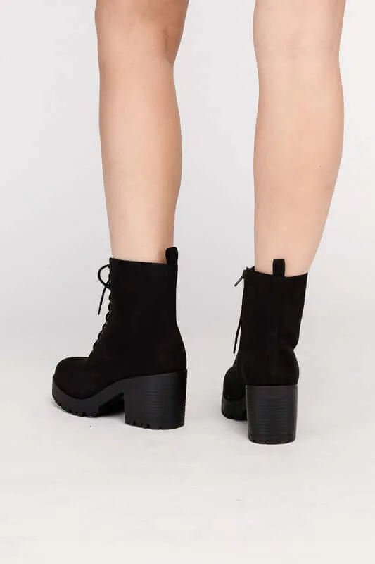 FUZZY Lace-up Combat Boots