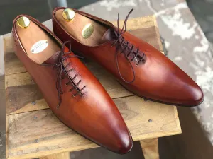 Handmade Men's Brown Wholecut Leather Lace Up Shoes, Men Designer Dress Formal Shoes