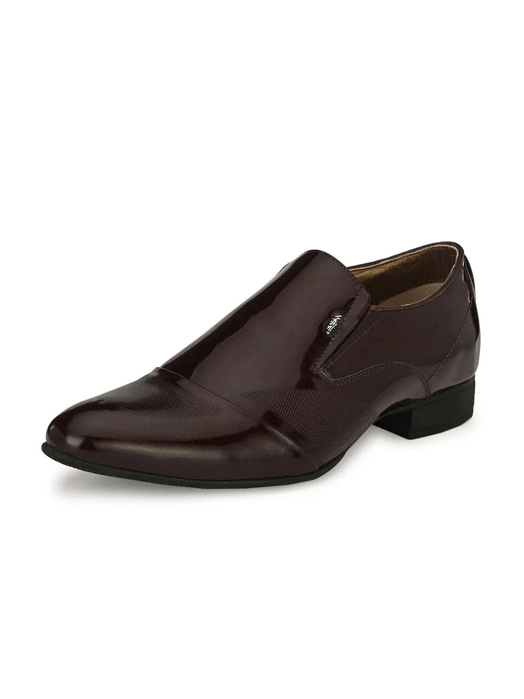 Hitz Men's Cherry Leather Slip-On Semi-Formal Shoes