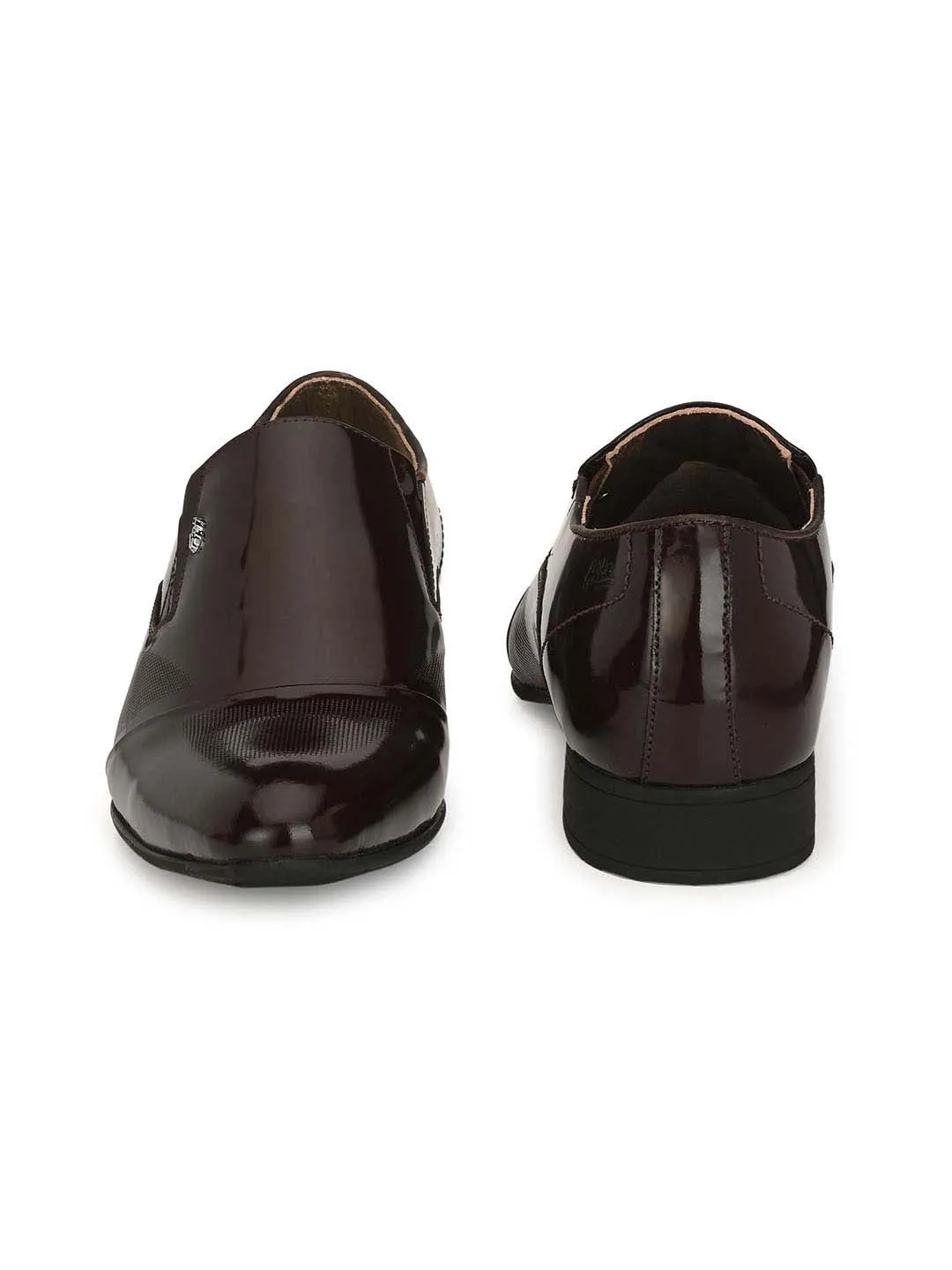 Hitz Men's Cherry Leather Slip-On Semi-Formal Shoes