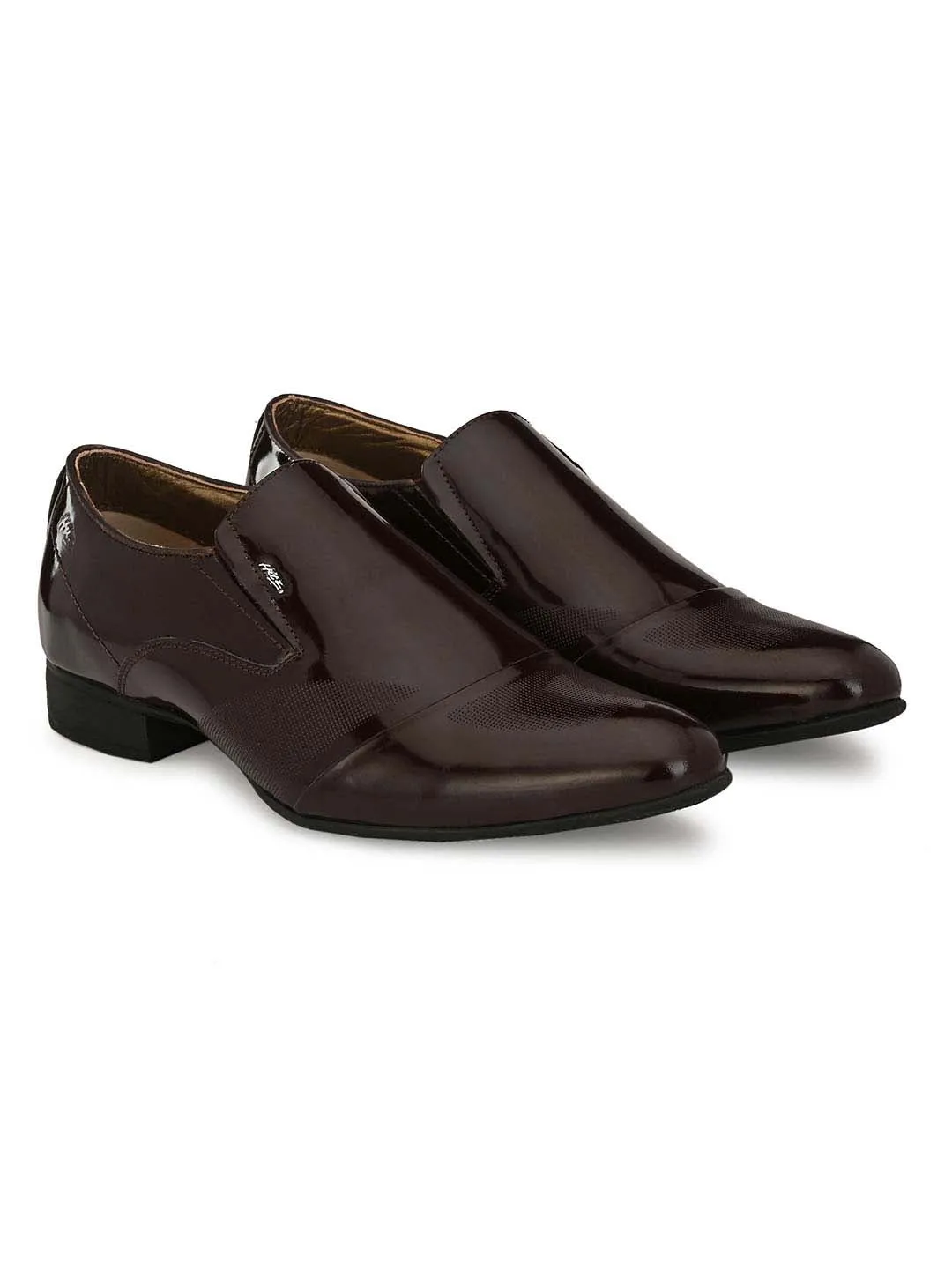 Hitz Men's Cherry Leather Slip-On Semi-Formal Shoes