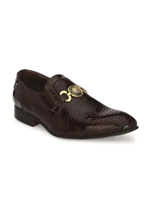HITZ2108 Men's Cherry Leather Formal  Slip-On Shoes