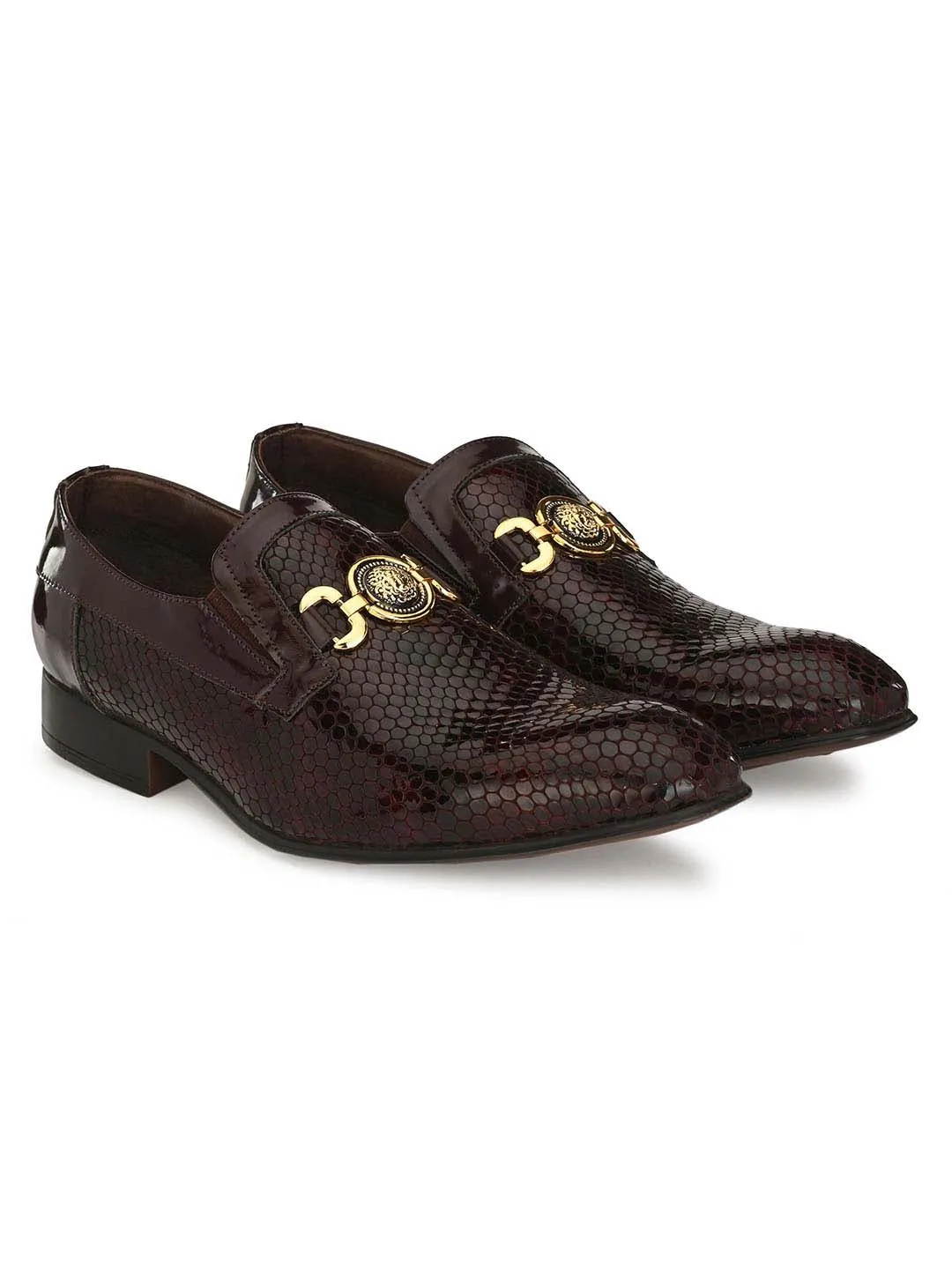 HITZ2108 Men's Cherry Leather Formal  Slip-On Shoes