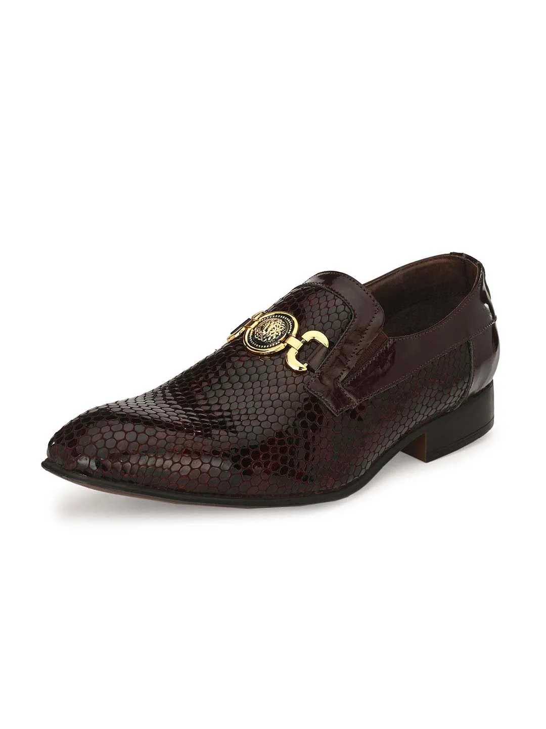 HITZ2108 Men's Cherry Leather Formal  Slip-On Shoes