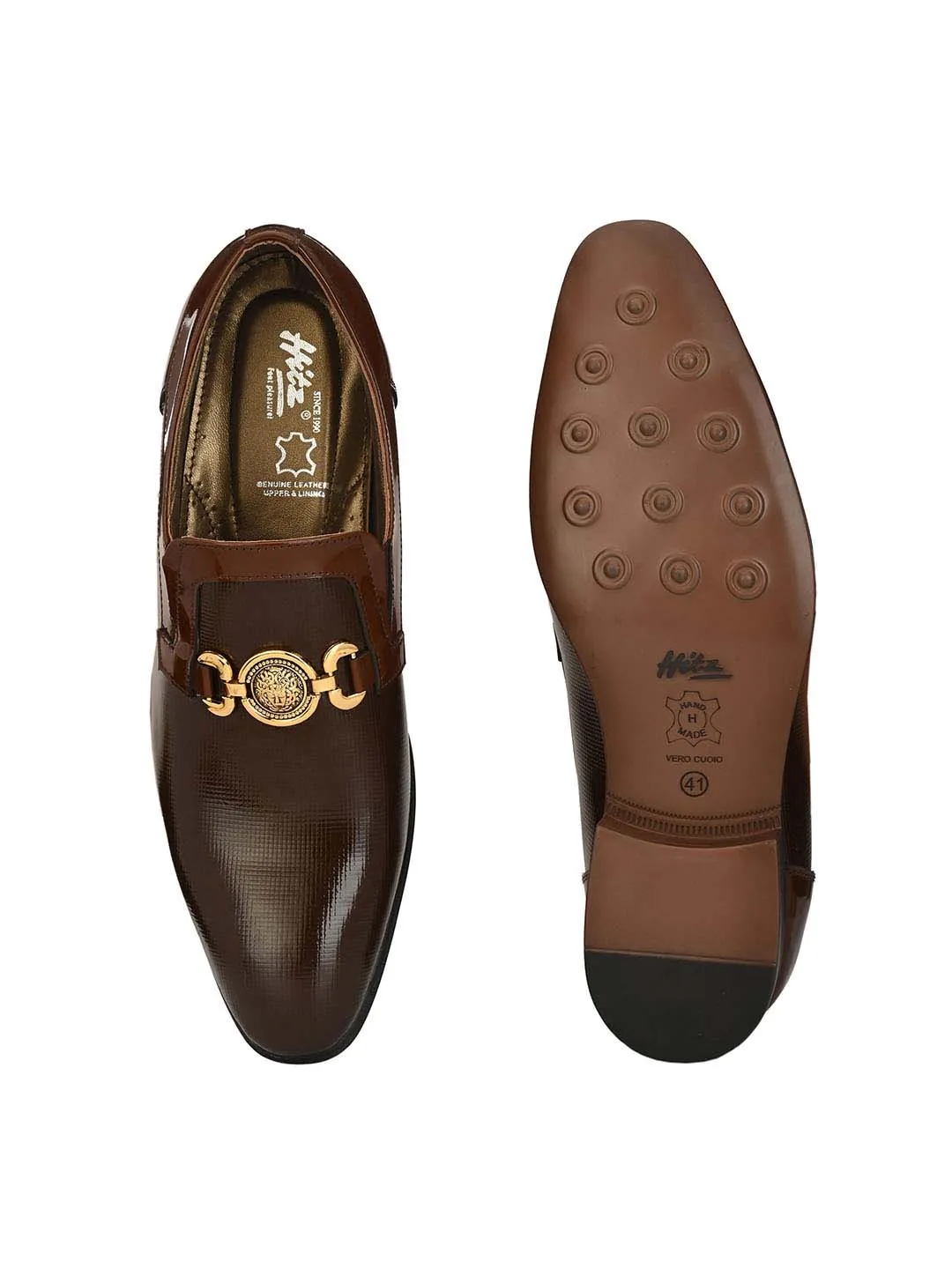 HITZ2108 Men's Tan Leather Formal  Slip-On Shoes