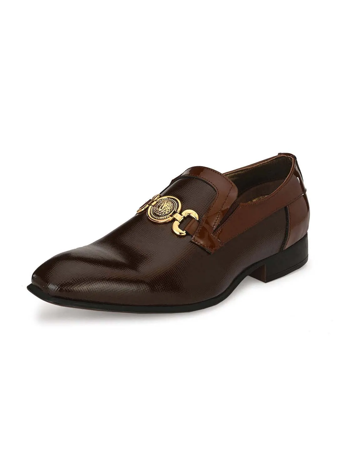 HITZ2108 Men's Tan Leather Formal  Slip-On Shoes