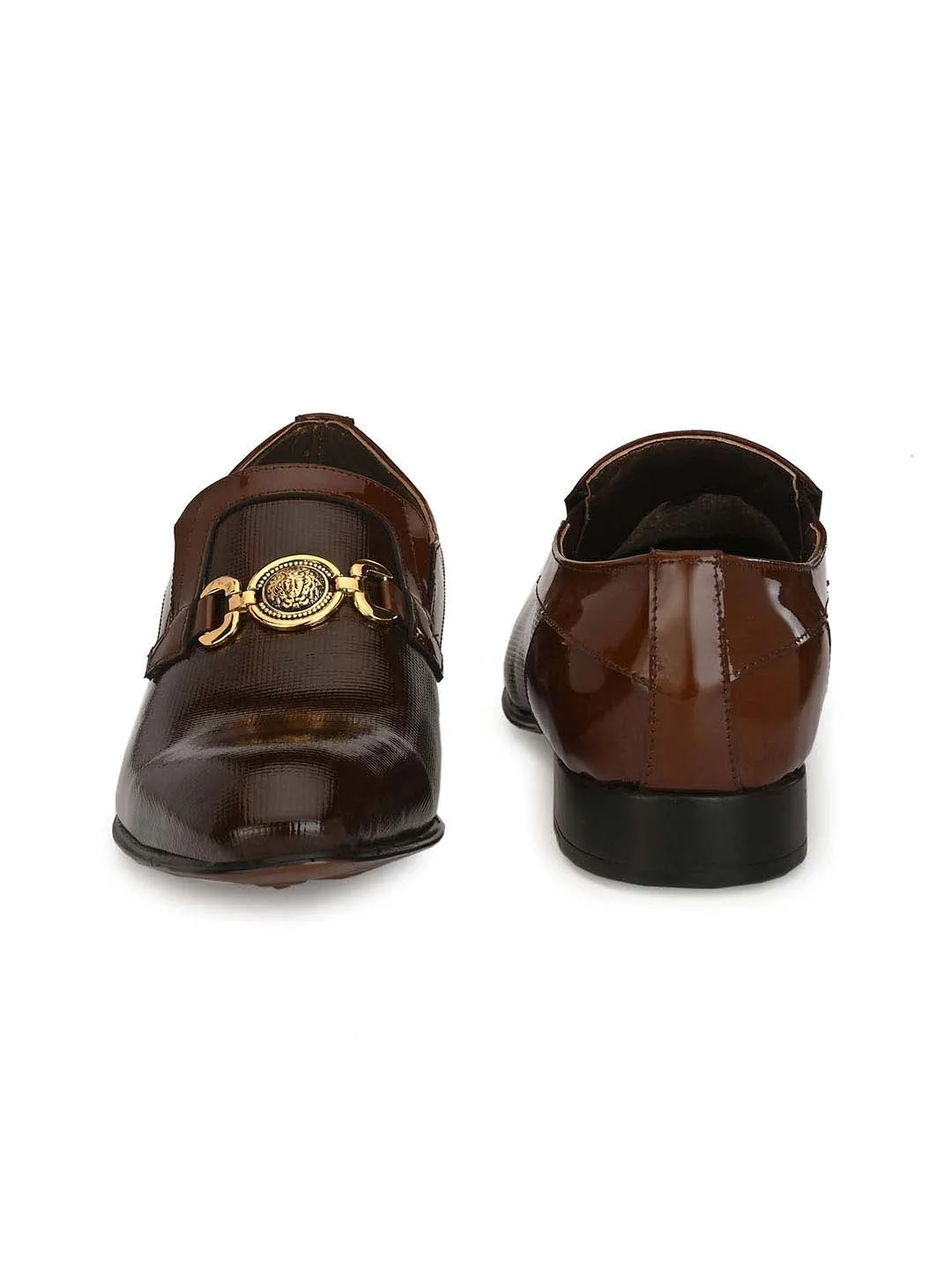 HITZ2108 Men's Tan Leather Formal  Slip-On Shoes