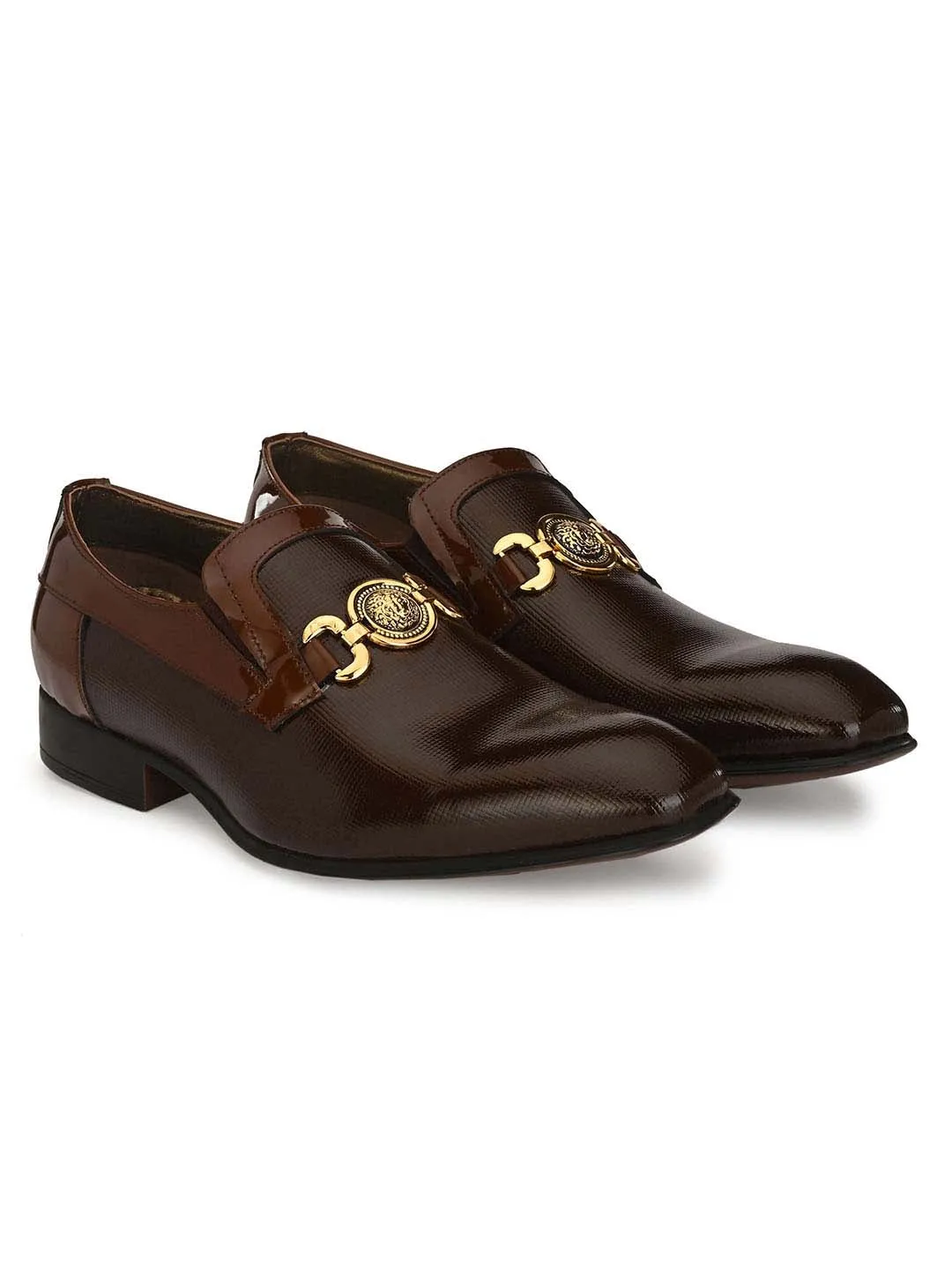 HITZ2108 Men's Tan Leather Formal  Slip-On Shoes