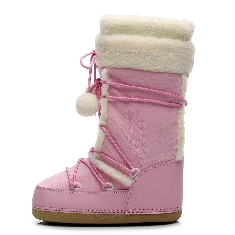 Kawaii Aesthetic Coquette Womens Pink Winter Boots