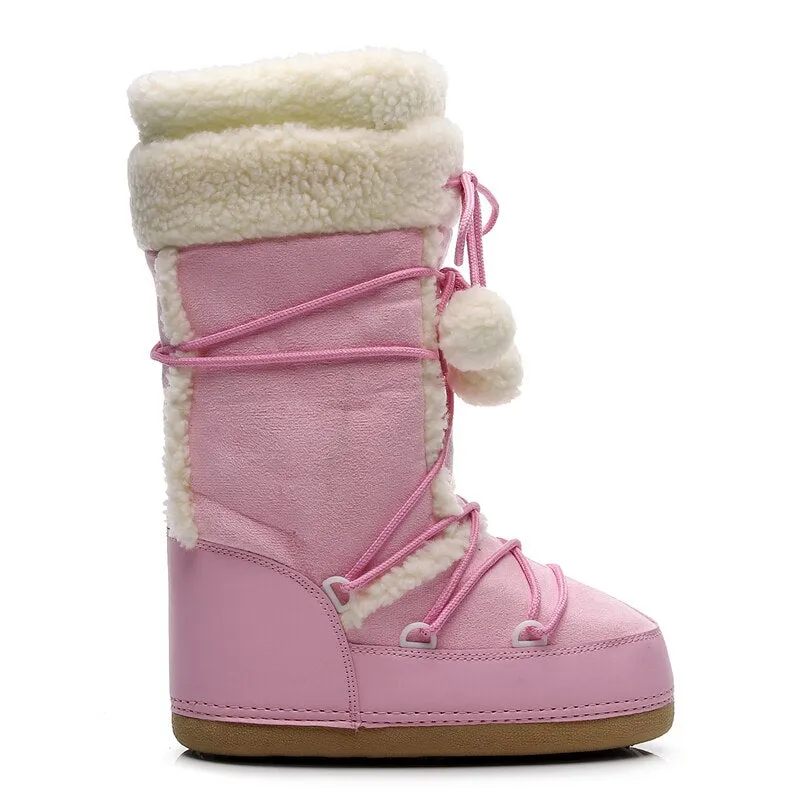 Kawaii Aesthetic Coquette Womens Pink Winter Boots