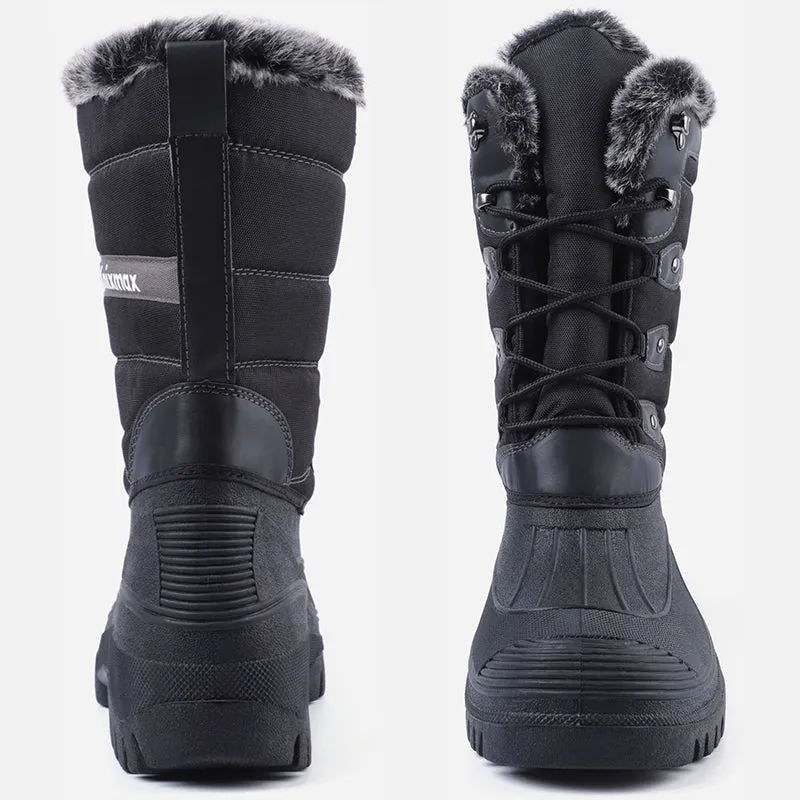 Knixmax Women's Snow Boots Black Waterproof Sole Fur Lined Winter Boots(Upgraded Version)