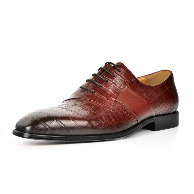 Luxury CrocPoint Lace-up Wedding Dress Shoes