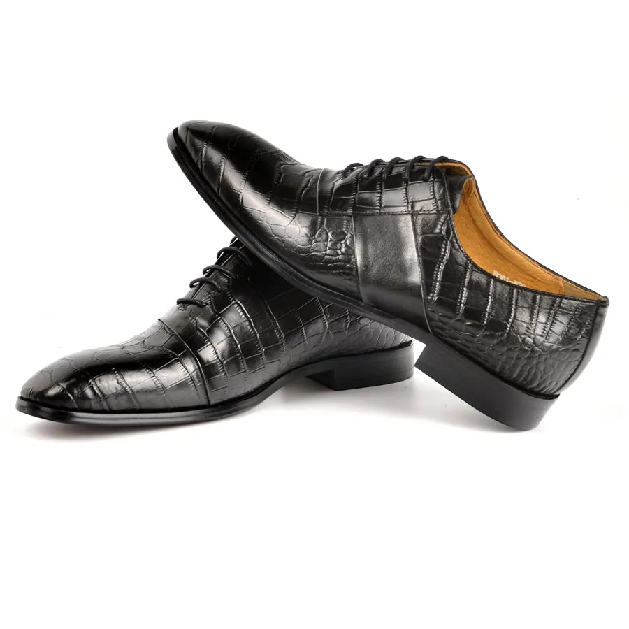 Luxury CrocPoint Lace-up Wedding Dress Shoes