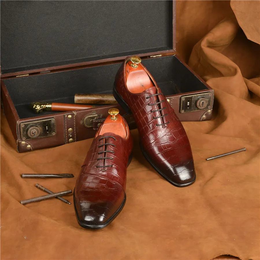Luxury CrocPoint Lace-up Wedding Dress Shoes