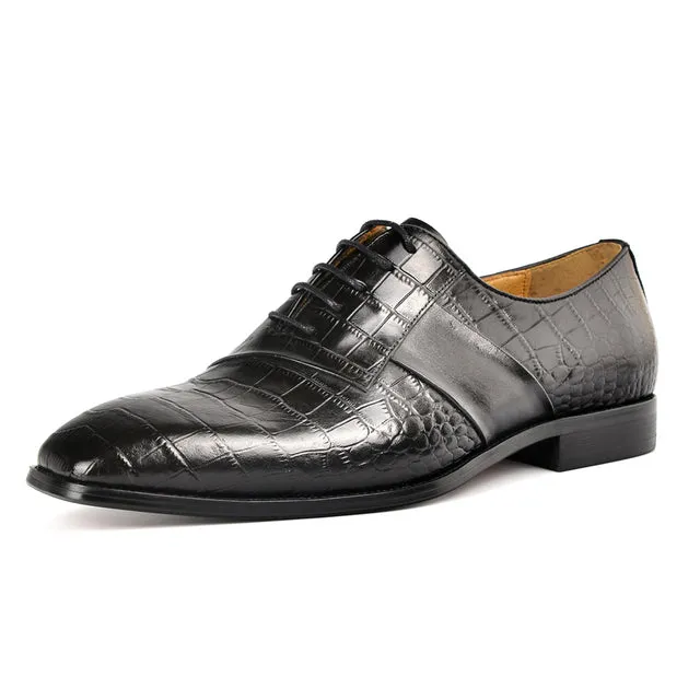 Luxury CrocPoint Lace-up Wedding Dress Shoes