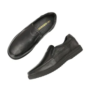 Men Premium Leather Black Slip-On Formal Shoes | Available in sizes 5 UK to 12 UK (Fit-01-Black)