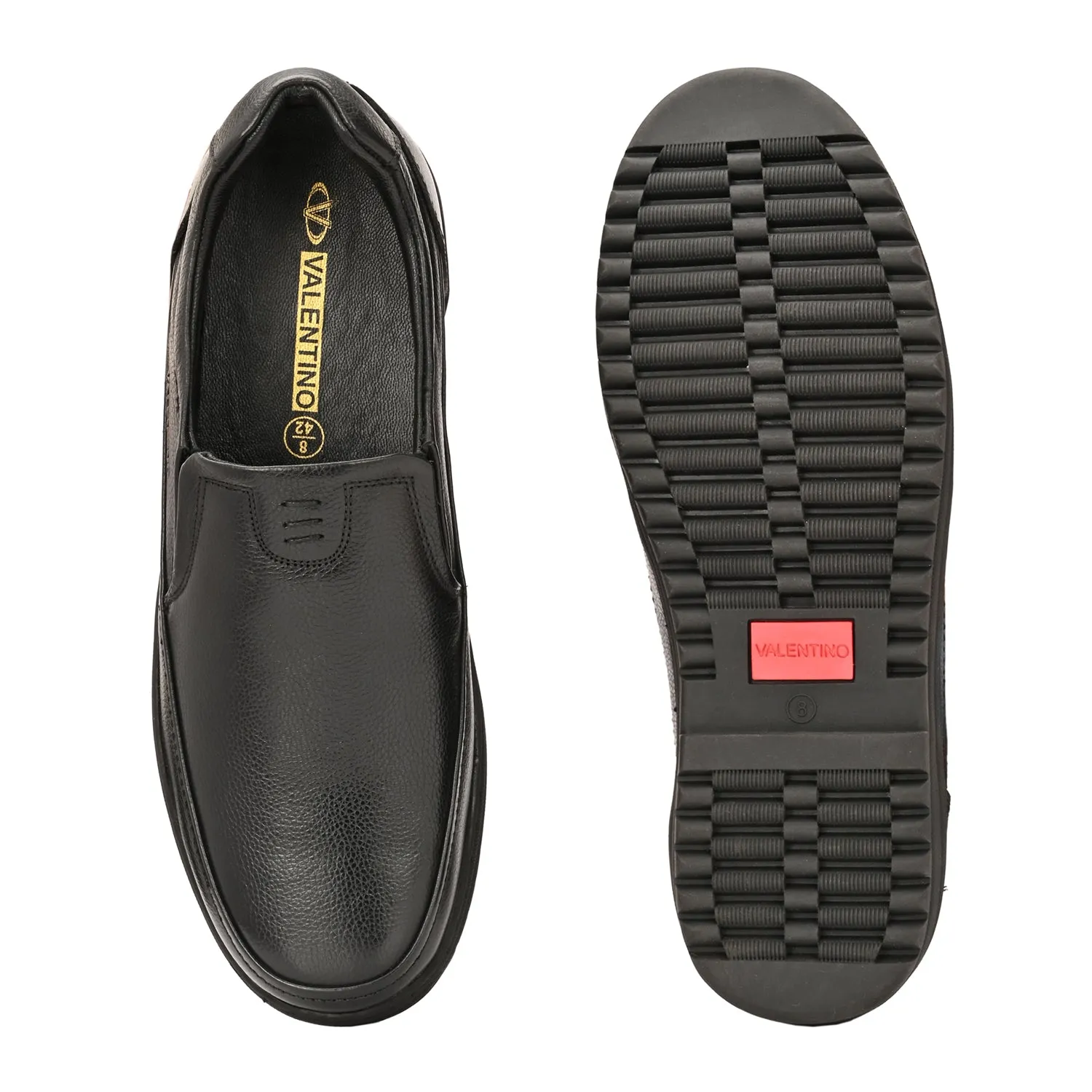 Men Premium Leather Black Slip-On Formal Shoes | Available in sizes 5 UK to 12 UK (Fit-01-Black)