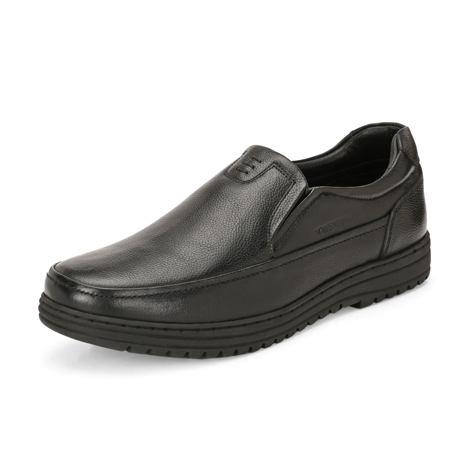 Men Premium Leather Black Slip-On Formal Shoes | Available in sizes 5 UK to 12 UK (Fit-01-Black)