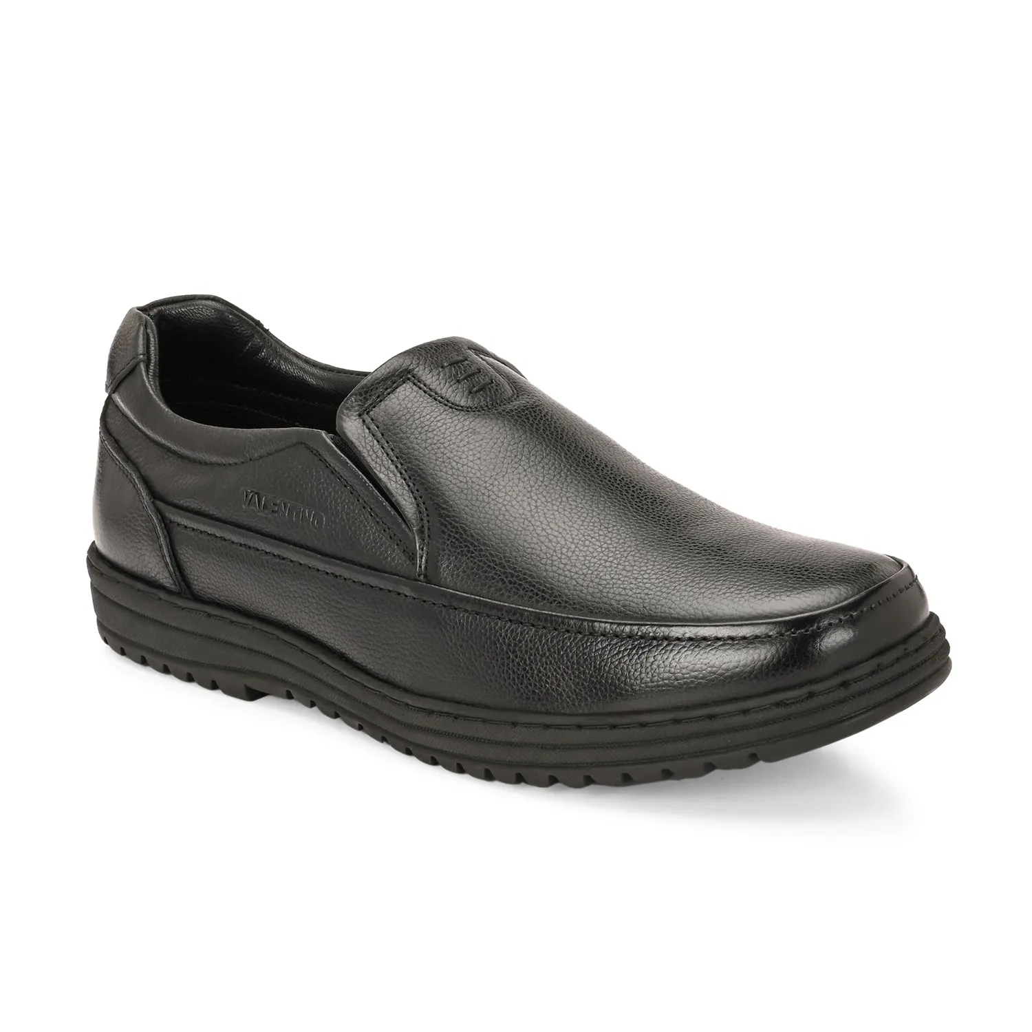 Men Premium Leather Black Slip-On Formal Shoes | Available in sizes 5 UK to 12 UK (Fit-01-Black)