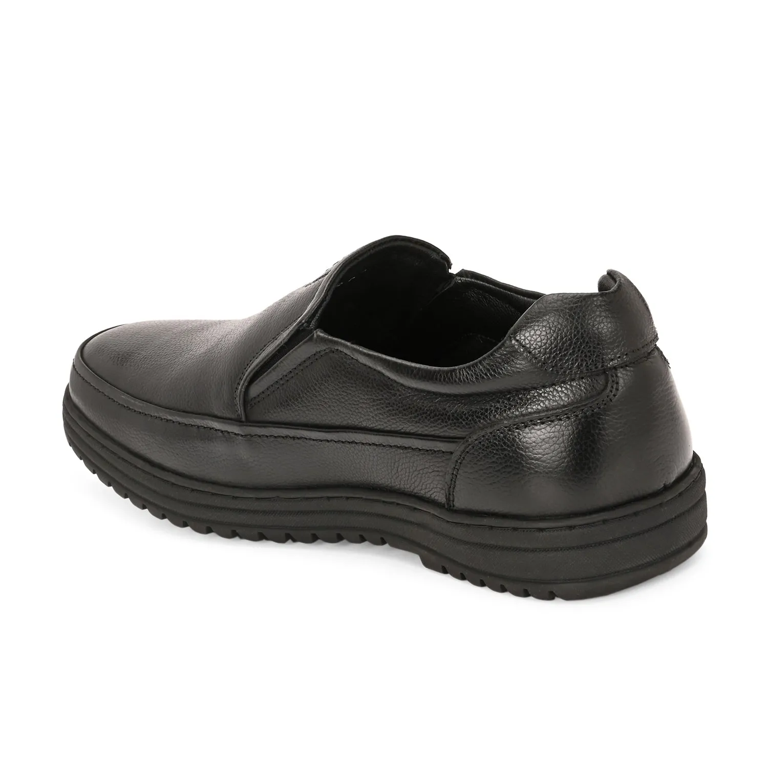 Men Premium Leather Black Slip-On Formal Shoes | Available in sizes 5 UK to 12 UK (Fit-01-Black)
