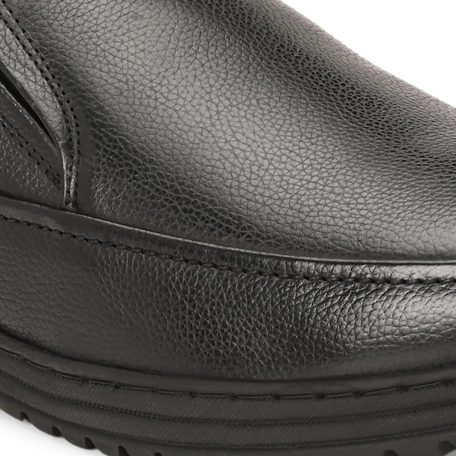Men Premium Leather Black Slip-On Formal Shoes | Available in sizes 5 UK to 12 UK (Fit-01-Black)