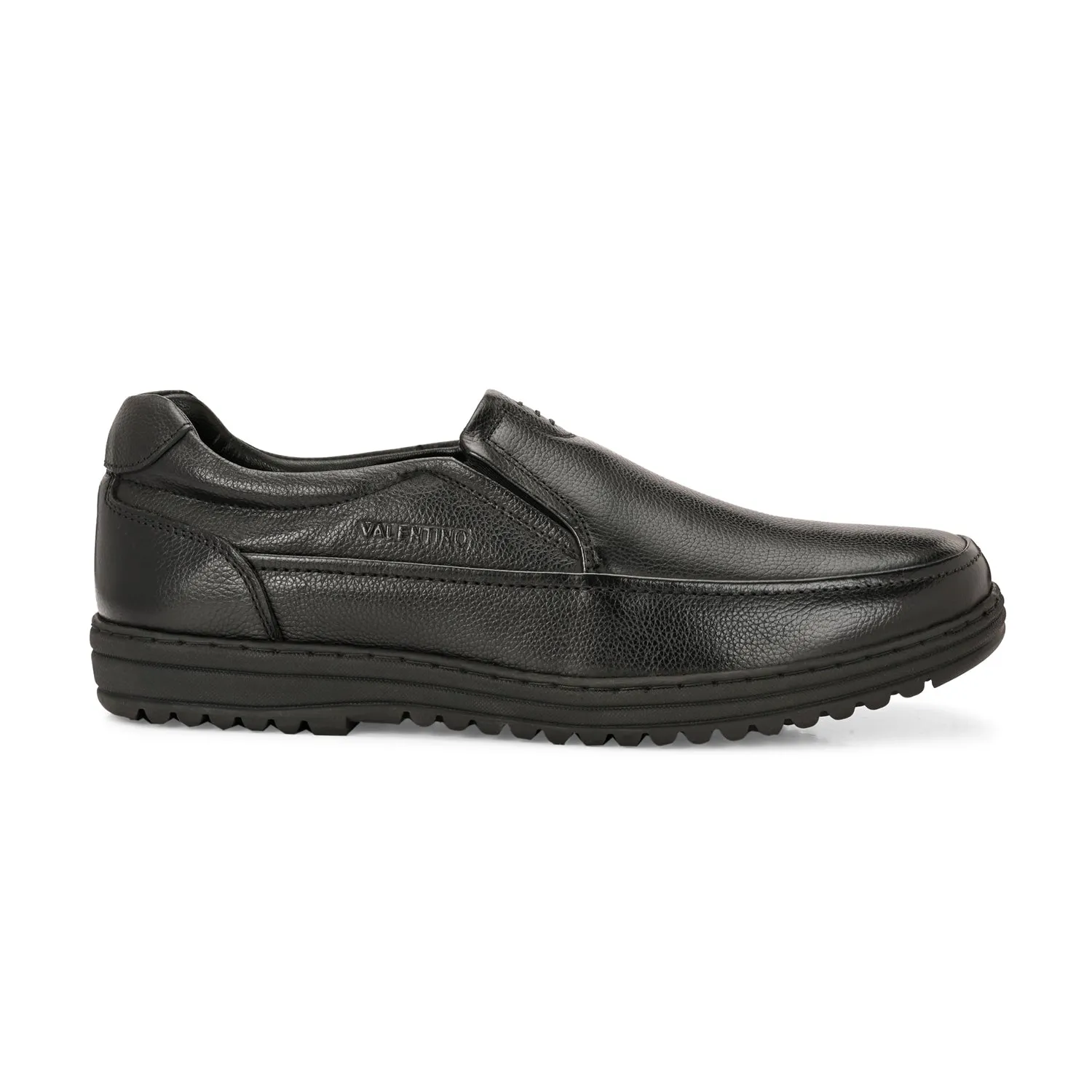 Men Premium Leather Black Slip-On Formal Shoes | Available in sizes 5 UK to 12 UK (Fit-01-Black)