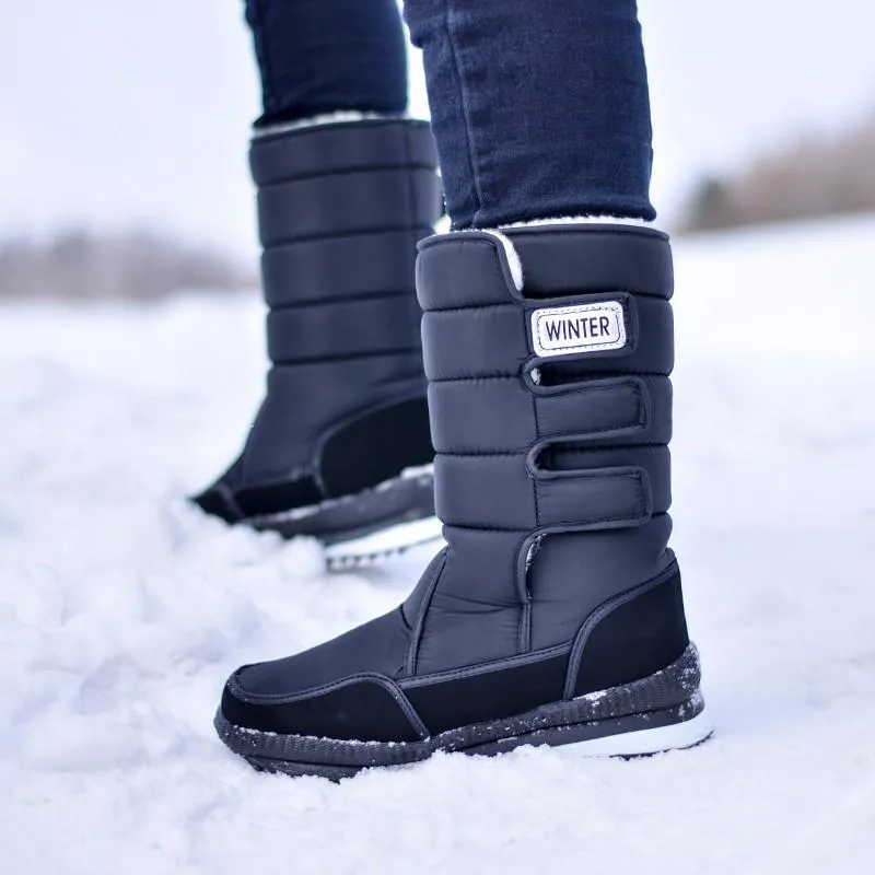 Men's warm plush lined mid calf snow boots | Cotton warm winter boots