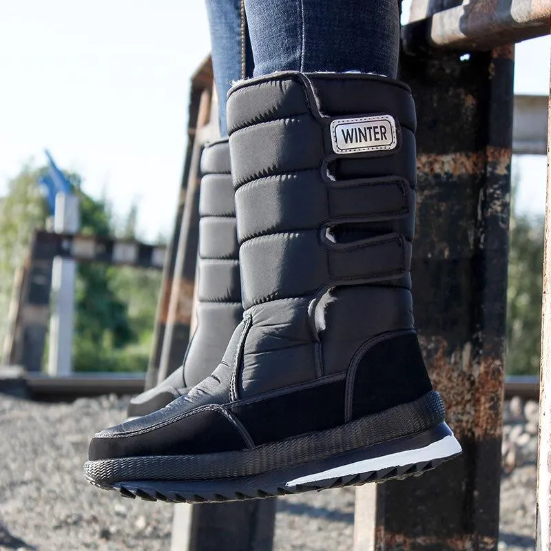 Men's warm plush lined mid calf snow boots | Cotton warm winter boots