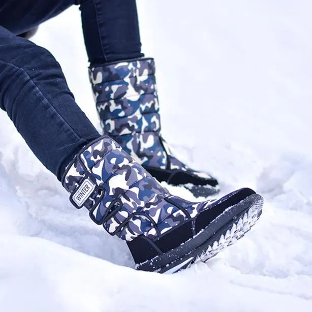 Men's warm plush lined mid calf snow boots | Cotton warm winter boots