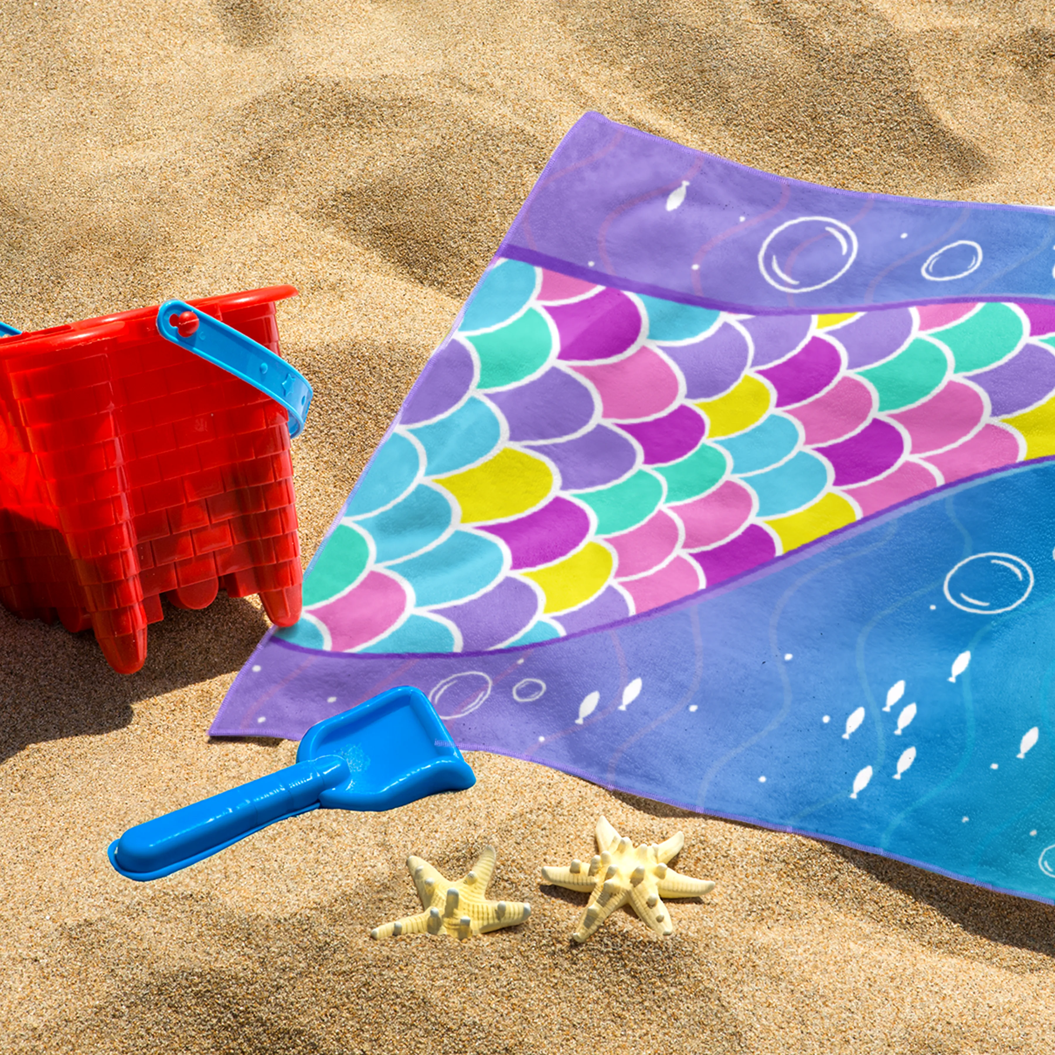 Mermaid Beach Towel for Girls 60"x30"- Microfiber Beach Towel - Quick Dry Lightweight Kids Towels - Perfect for Beach Pool Swim Bath Travel Picnic Camping